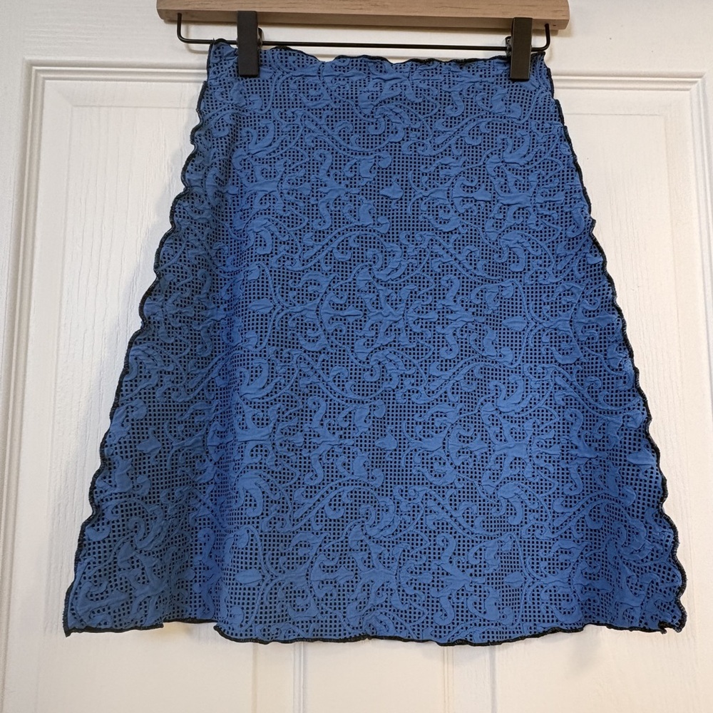 Haystacks Navy Catty Jacquard Knit Bias Skirt Sz XS LIKE NEW!